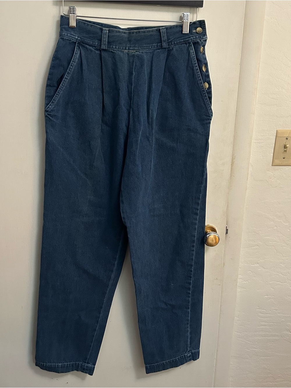 VTG 80s Nautica Side Button Sailor Jeans Tapered Leg Size 10 (tagged size 12)
